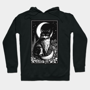 Black Cat Moon Tarot Witchy Hoodie